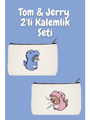 Sevimli Tom ve Jerry 2'li Makyaj ve Çanta Seti, Kalemlik, Cüzdan, Bez Çanta