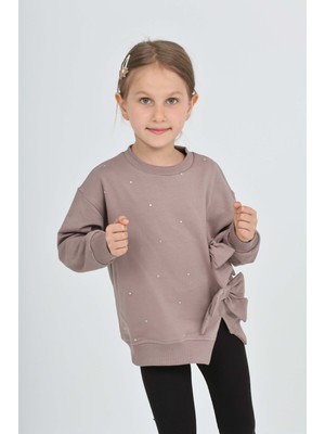 Toontoy Kız Çocuk Taşlı Fiyonklu Sweatshirt