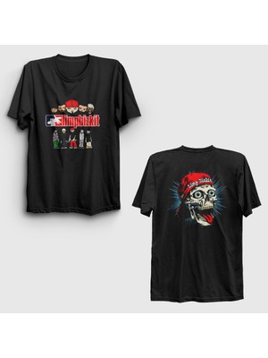 Presmono Unisex Siyah Poster Skull Limp Bizkit Sırt Baskılı T-Shirt