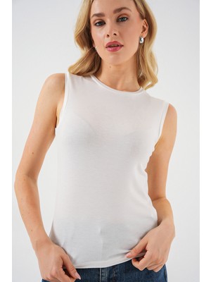 Kadın Kolsuz Body 4347 - Ekru