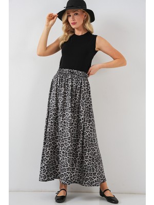 Kadın Uzun Ayrobin Etek 8050 - Antrasit