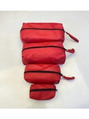 4'lü Matruşka Kırmızı Makyaj Çantası, Şık ve Kullanışlı Seyahat Aksesuarı