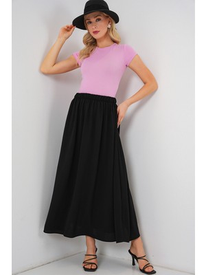 Kadın Uzun Ayrobin Etek 8050 - Siyah