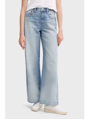 Calvin Klein Pamulu Wide Leg Yüksel Bel Bol Paça Jeans LV047C702GX0N Bayan Kot Pantolon LV047C702G X0N