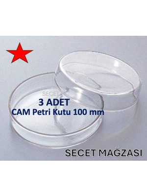 Cam Petri Kabı 100 x 20 Mm, Cam Petri Kabı 100MM ( 3 Adet/pk )