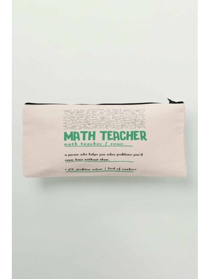 Matematik Öğretmeni Baskılı Bez Makyaj Çantası ve Kalemlik, Şık ve Kullanışlı Tasarım