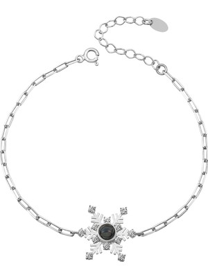 BymissMücevherat Kar Tanesi 100 Dilde Seni Seviyorum Bileklik 925 Ayar Gümüş