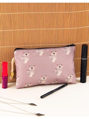 Çok Renkli Kuala Desenli Fermuarlı Orta Boy Kalemlik ve Makyaj Çantası