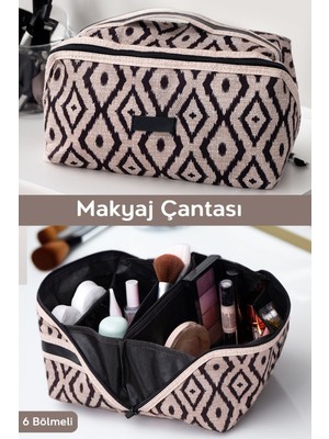 Su Geçirmez Çok Amaçlı Tutma Kollu Geniş Bölmeli Seyahat Kozmetik Çantası
