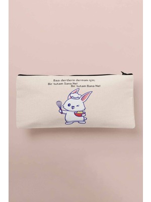 Renkli Eğlenceli Baskılı Bez Makyaj, Kalemlik ve Cüzdan Seti