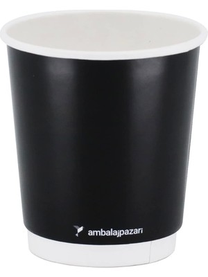 Ambalaj Pazarı Double Wall Siyah Karton Bardak 8 Oz - 30 Adet