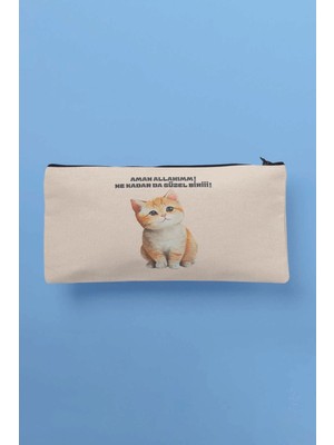 Şık ve Kullanışlı Baskılı Bez Makyaj Çantası, Kalemlik ve Cüzdan Uyumu