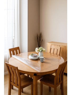 Yuvarlak Şeffaf Kalın Masa Örtüsü 1,4 mm | Pvc Kaymaz Silinebilir Örtü