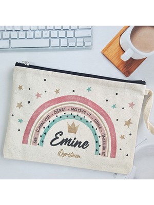 Isme Özel Renkli Şık Clutch Çanta Hediye