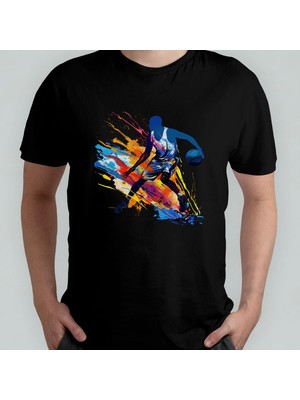 Basketbolcu - Basketbol - Basketball Unisex %100 Pamuklu Bisiklet Yaka T-Shirt Model 2