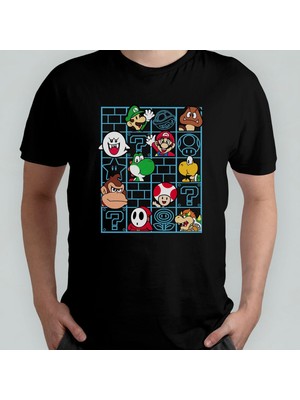 Super Mario Bros %100 Pamuklu Bisiklet Yaka T-Shirt Model 5