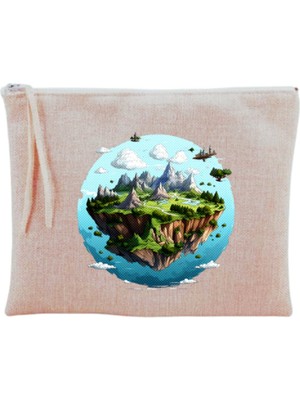 Uzay Temalı Bej Makyaj Çantasını Şık ve Kullanışlı Tasarım