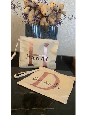 Kişiye Özel Baskılı Kanvas Makyaj Çantası, Şık ve Kullanışlı Tasarım