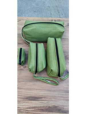 Yeşil 4'lü Makyaj Çanta Seti, Şık ve Kullanışlı Seyahat Aksesuarları