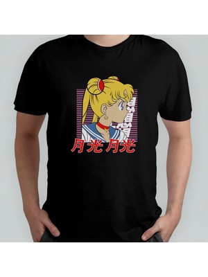 Sailor Moon Ay Savaşçısı %100 Pamuklu Bisiklet Yaka T-Shirt Model 4