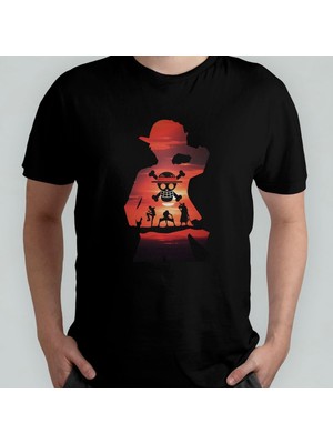 One Piece %100 Pamuklu Bisiklet Yaka T-Shirt Model - 9