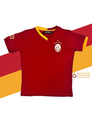 Galatasaray Orijinal Lisanslı 5 Yıldızlı Kırmızı Basic Çocuk T-Shirt