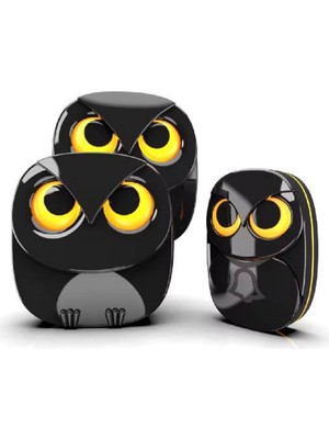 Techtic Kablosuz 2ALICI 1buton Kapı Zili Işıklı Baykuş 35 Melodi 5 Ses Seviyeli Hasta Çağırma Butonu