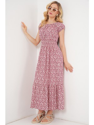 Kadın Yakası Büzgü Detaylı Elbise 2544 - Kırmızı