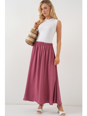 Kadın Uzun Ayrobin Etek 8050 - Gül Kurusu