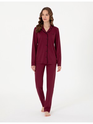 Pierre Cardin Kadın Bordo Gömlek Pijama Takımı 50319062-VR014