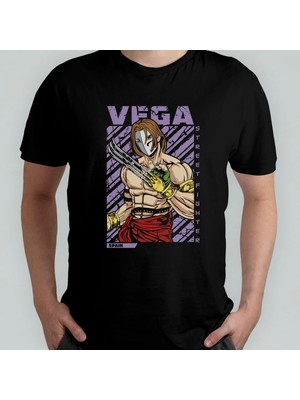 Street Fighter Vega Unisex %100 Pamuklu Bisiklet Yaka T-Shirt Model 1
