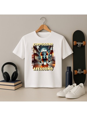 Blitzistanbul Cappuccino Assassino Italyan Brainrot Tasarım Baskılı Çocuk Tshirt 4-13 Yaş