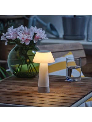 20 cm Kablosuz Beyaz Masa ve Gece Lambası Iç ve Dış Mekan
