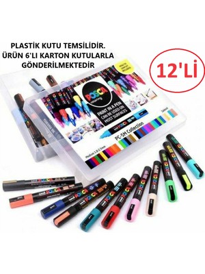 Posca 12'li  Pc-5m (1.8-2.5mm) Keçe Uçlu Akrilik Markör Kalem  Poska PC5M Pc - 5m