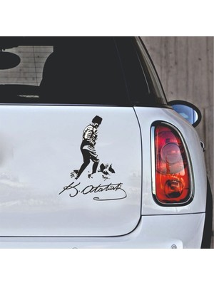 Kocatepe ve Imza Mustafa Kemal Atatürk Oto Sticker Siyah 25*15