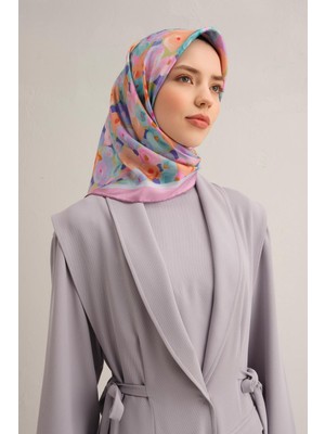 Soyut Desenli Saf Ipek Sura Eşarp 9300 06