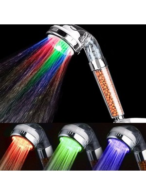 Egstore Renk Değiştiren LED Işıklı Su Tasarruflu Basınçlı Duş Başlığı (5047)