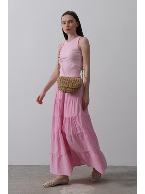 Kat Kat Keten Etek - Şeker Pembe