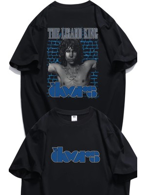 Oversize The Lisard King Sırt Baskılı Tişört, Unisex The Doors Temalı Bisiklet Yaka T-Shirt