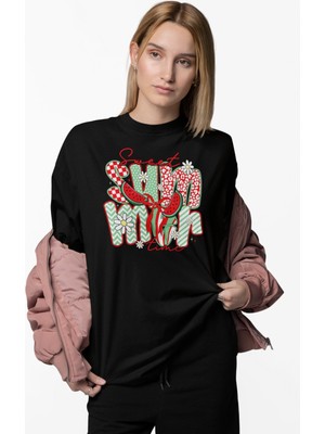 Oversize Sweet Summer Time Yazılı Tişört, Karpuz Temalı Bisiklet Yaka T-Shirt