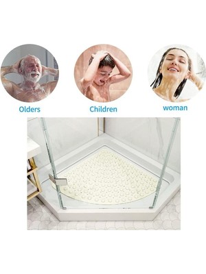 Banyo Paspası Köşe Duş Vantuzlu Gider Delikli Latte 54X54 cm M-163