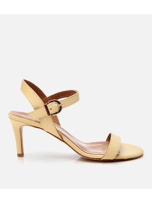 Hotiç 01SAH310360A500 KADIN Deri Sarı Kemerli Topuklu Sandalet