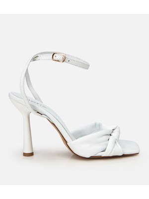 Hotiç 01SAH310370A900 KADIN Deri Beyaz Kemerli Topuklu Sandalet