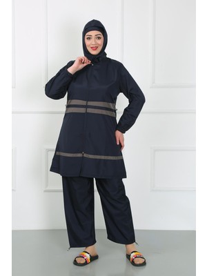 Moda Serdem Modaserdem  Büyük Beden Tesettür Mayo Lacivert 44020