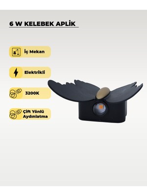 6W. Kelebek Aplik Çift Yönlü Amber Işık