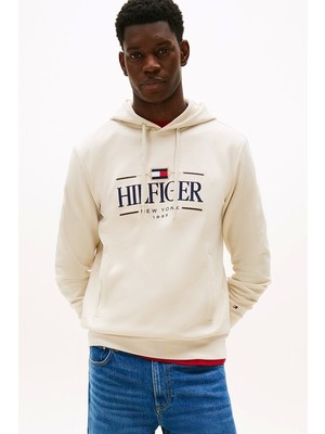Tommy Hilfiger Icon Hılfıger Hoodıe Erkek Bej Kazak MW0MW39586ACG