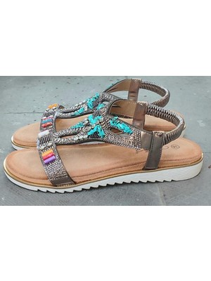 Guja 25Y173-1 Kadın Evalı Taban Taşlı Sandalet