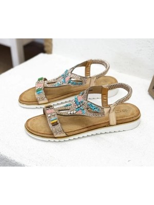 Guja 25Y173-1 Kadın Evalı Taban Taşlı Sandalet