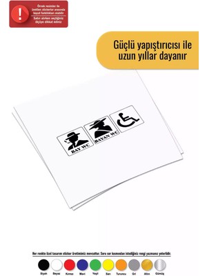 Wc Üçlü Set - Araç, Oto, Laptop, Duvar Uyumlu Sticker 40*16 cm