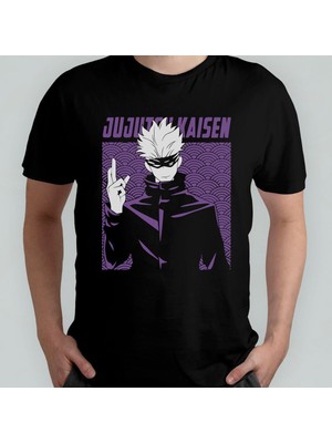 Jujutsu Kaisen Satoru Gojo Unisex %100 Pamuklu Bisiklet Yaka T-Shirt Model 18